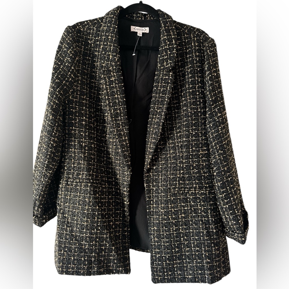 NANETT LEOPORE GOLD BLAC METALLIC THREAD BLAZER
